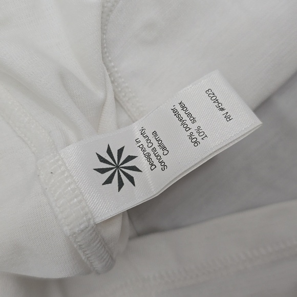 ATHLETA Women's L Cream Cap Sleeve Tee Quarter Zip Performance Pocket - Picture 5 of 7